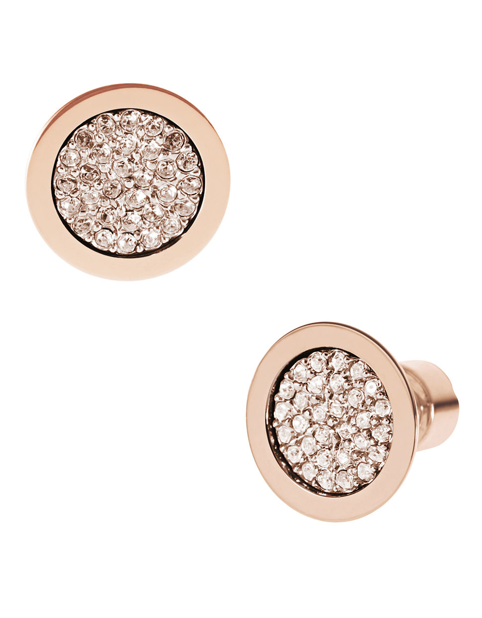 Michael Kors Rose Gold-Tone Pave Slice Stud Earrings in Gold
