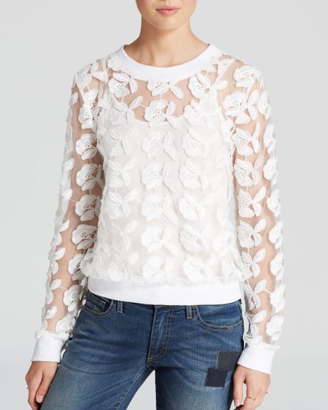 white lace sweatshirt