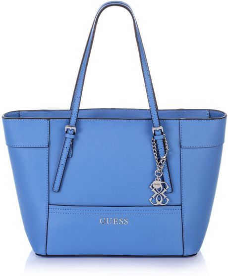 Guess Delaney Small Classic Tote Bag in Blue (blue multi) | Lyst