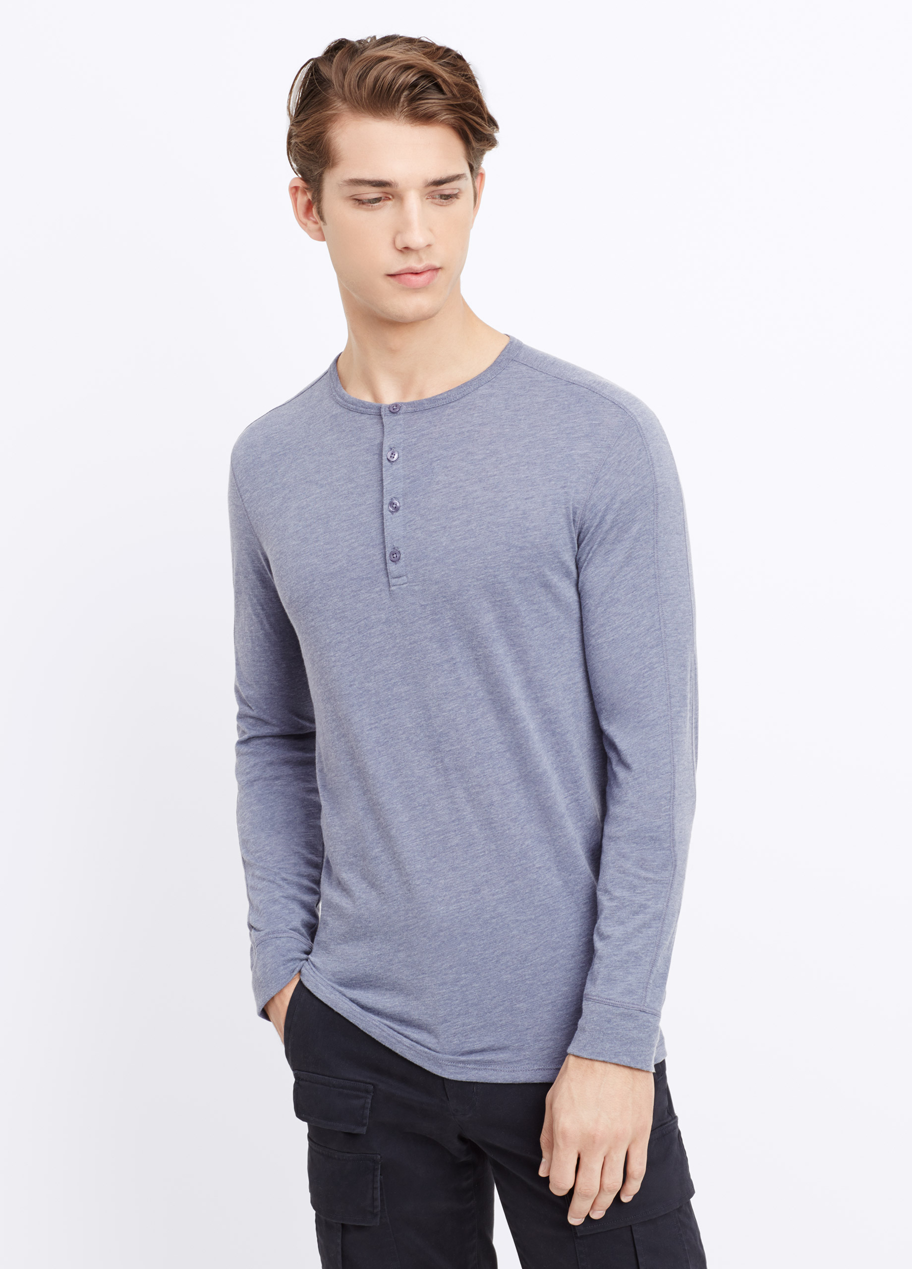 vince long sleeve slub henley