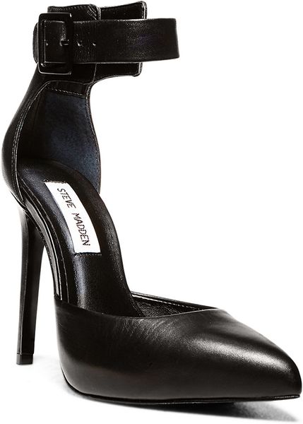 Steve Madden Flashback Leather Ankle-Strap Stilettos in Black | Lyst