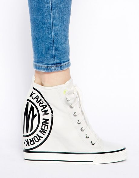 dkny slip on trainers white