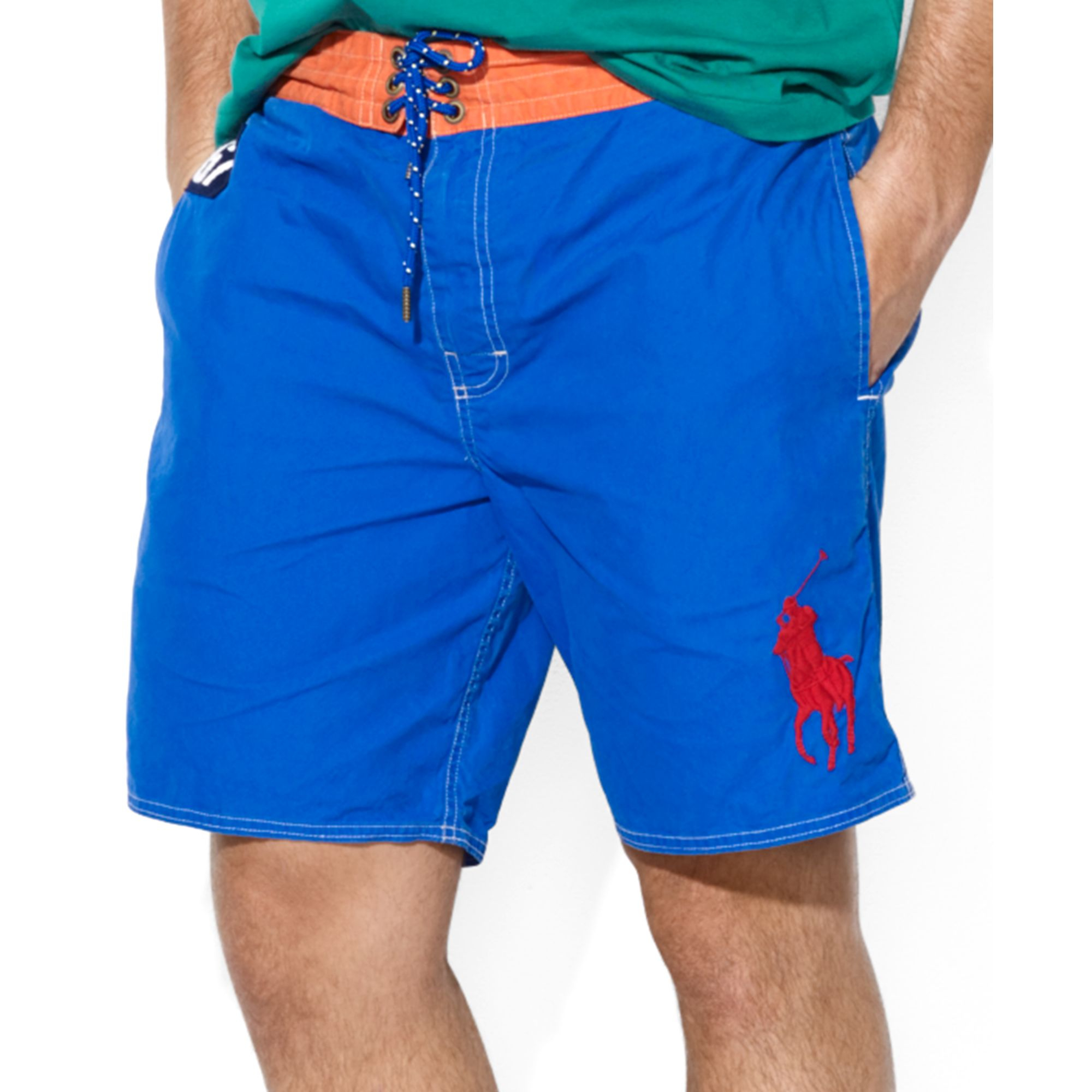 Ralph Lauren Polo Sanibel Color-blocked Swim Trunks in Blue for Men