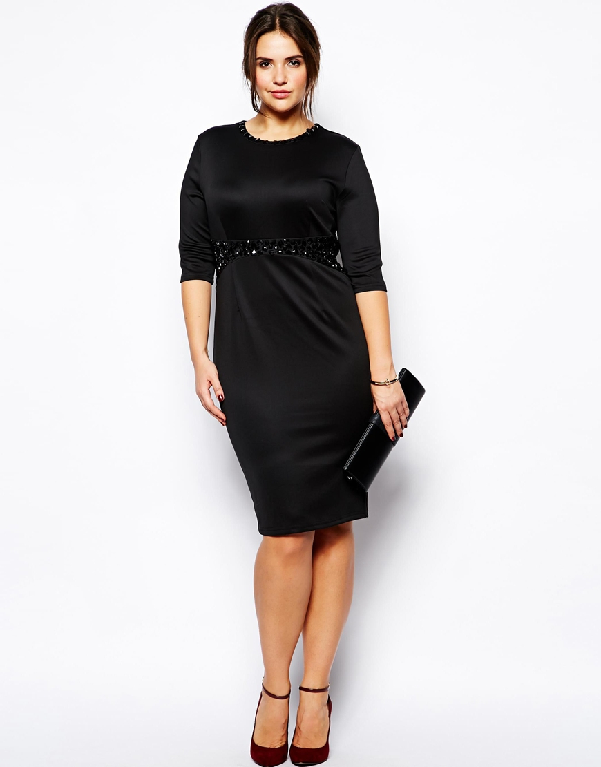 PRASLIN Black Sequin Embellished Dress With Mesh Skirt