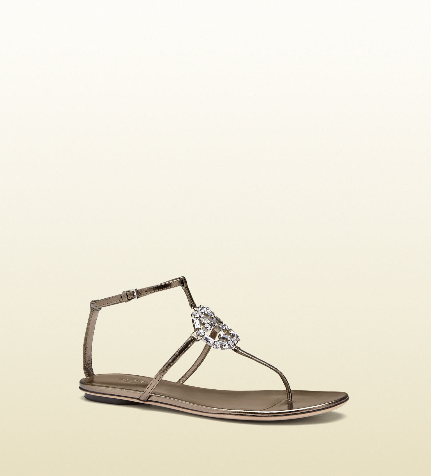 Gucci Gg Sparkling Metallic Leather Thong Sandal in Gray (grey) | Lyst
