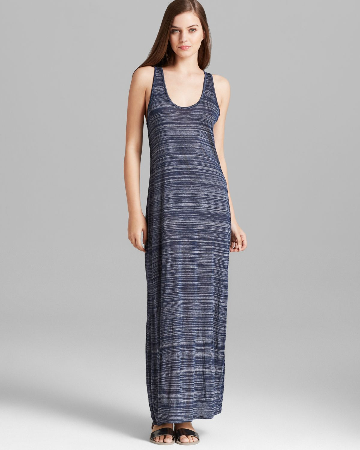 Vince Maxi Dress Space Dye Stripe In Blue Heather Coastalwhite Lyst