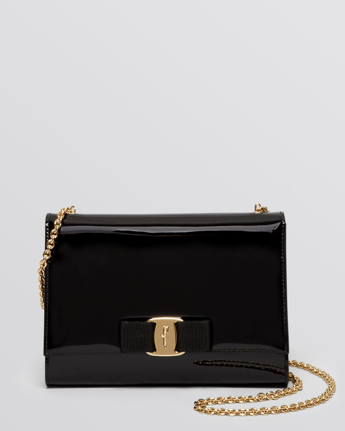 Ferragamo Mini Bag - Patent Miss Vara Bow in Black (Nero/Gold) | Lyst