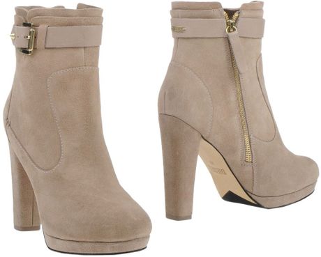 beige ankle boots with heel