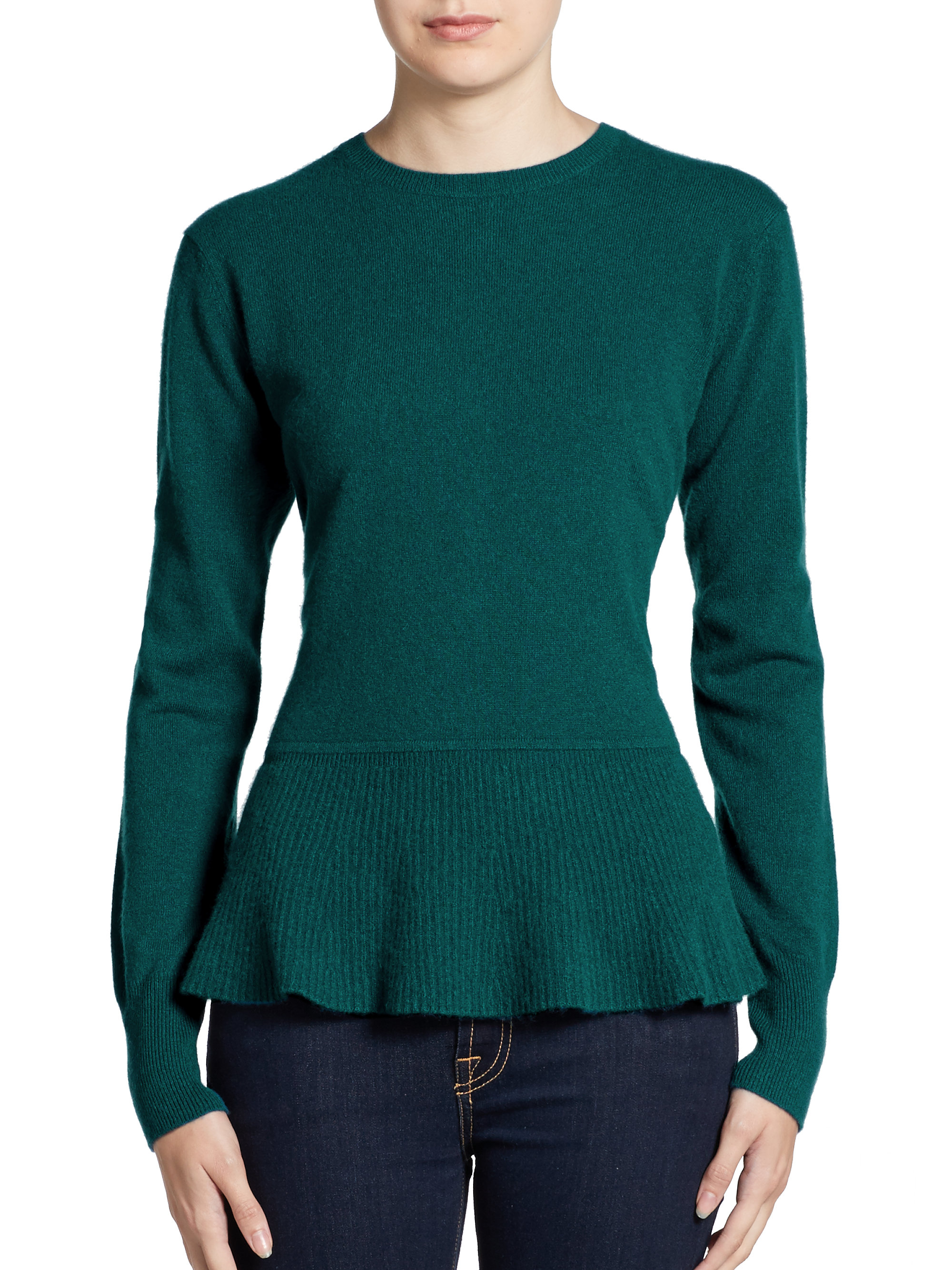 Autumn Cashmere Peplum Cashmere Sweater in Green (MALLARD) Lyst