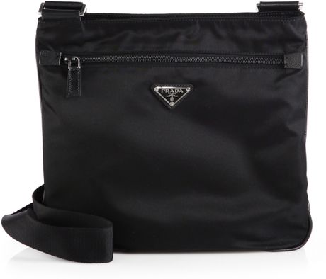 Prada Nylon Messenger Bag In Black For Men 