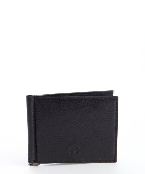 Giorgio Armani Blue Leather Money Clip Bifold Wallet in Blue for Men | Lyst
