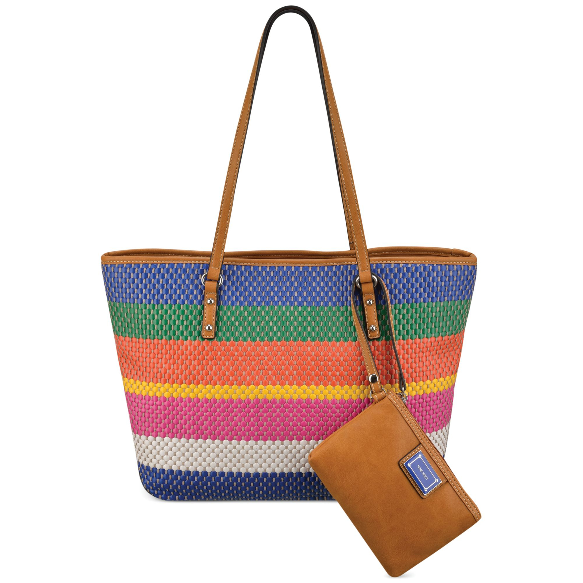 nine west striped tote