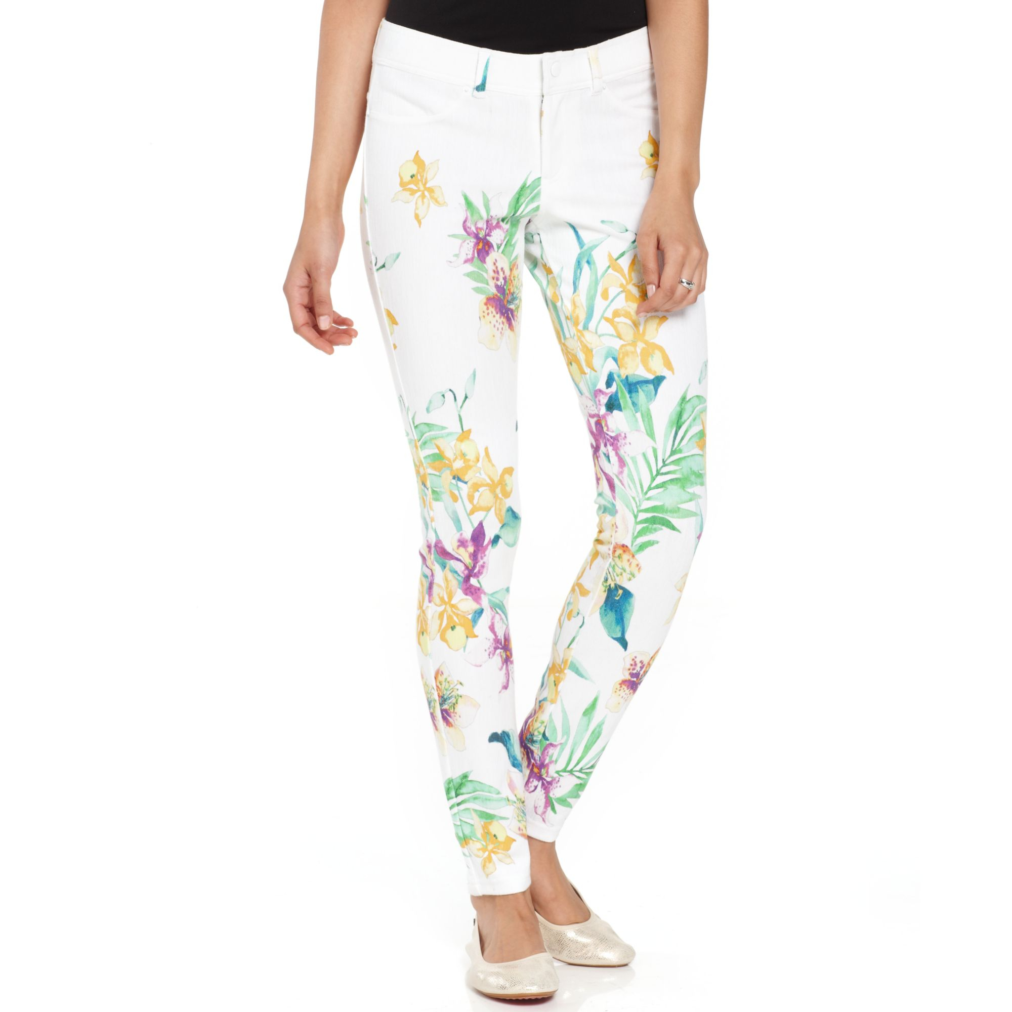 Hue Floral Vine Jeans Leggings In Floral White Lyst 