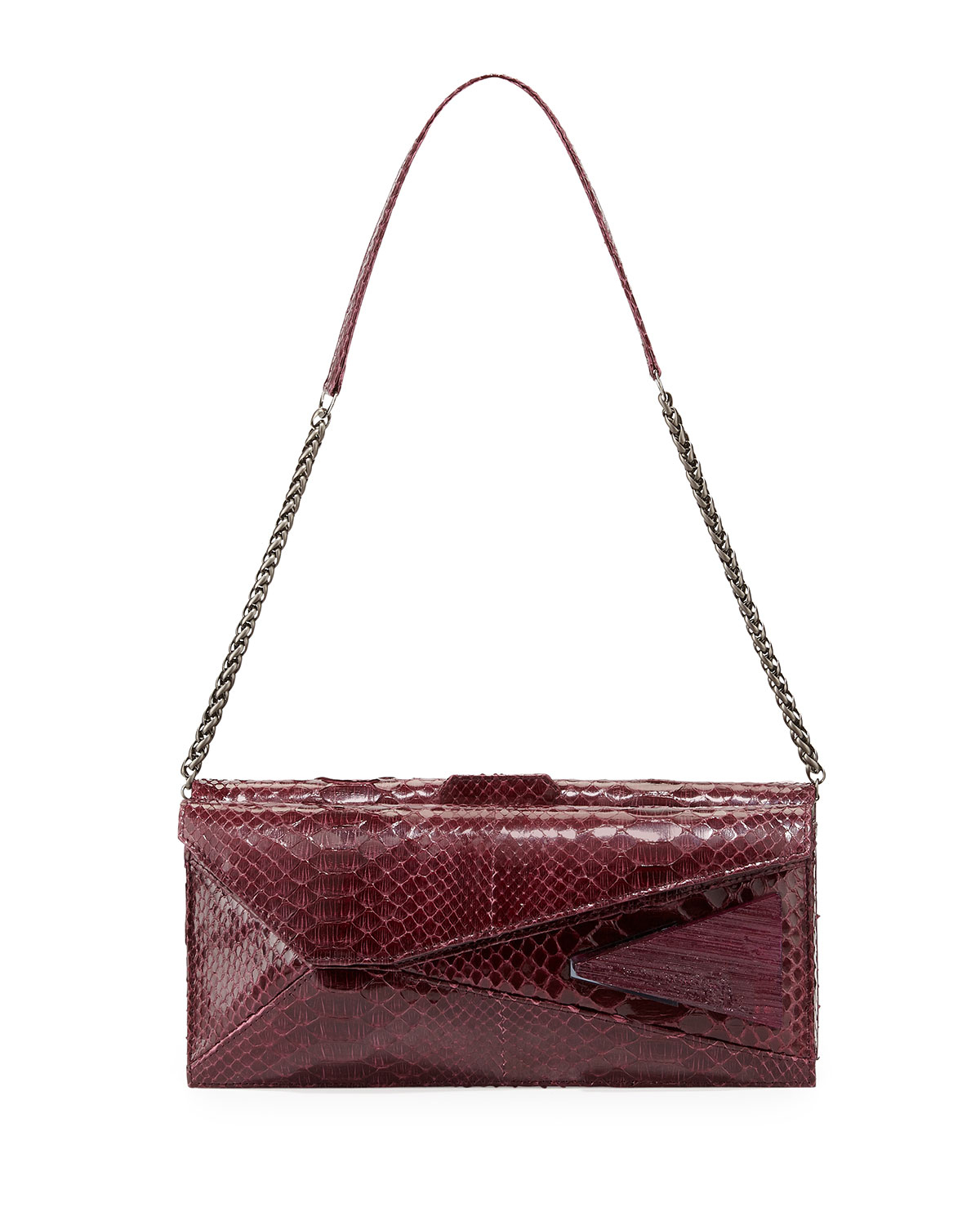 Kara Ross Stella Stretch Python Shoulder Bag in Purple (BORDEAUX) Lyst
