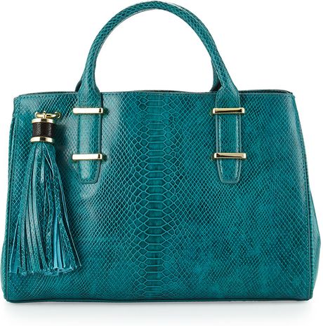 Ivanka Trump Snakeprint Doublehandle Tote Bag Jade in Blue (null) Ivanka Trump Snakeprint Doublehandle Tote Bag Jade in Blue (null)