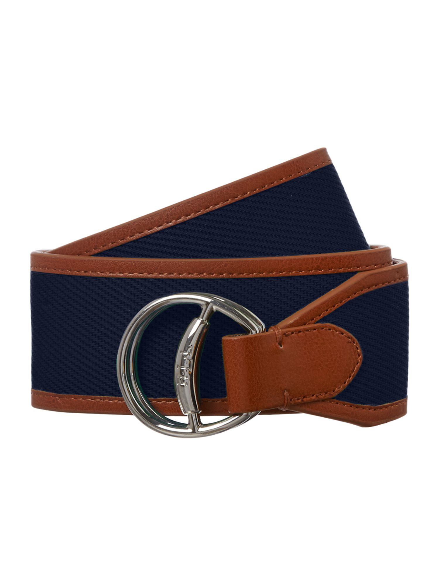 Lauren By Ralph Lauren Leather and Canvas Belt with Equestrian Detail in Blue (Navy) | Lyst