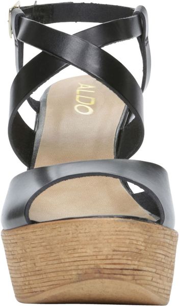 Aldo Dradolle Ankle Strap Wedge Sandals in Black | Lyst