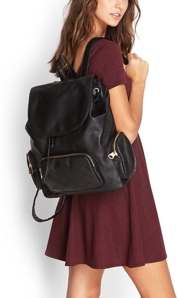 Forever 21 Laser Cut Faux Leather Backpack in Black | Lyst