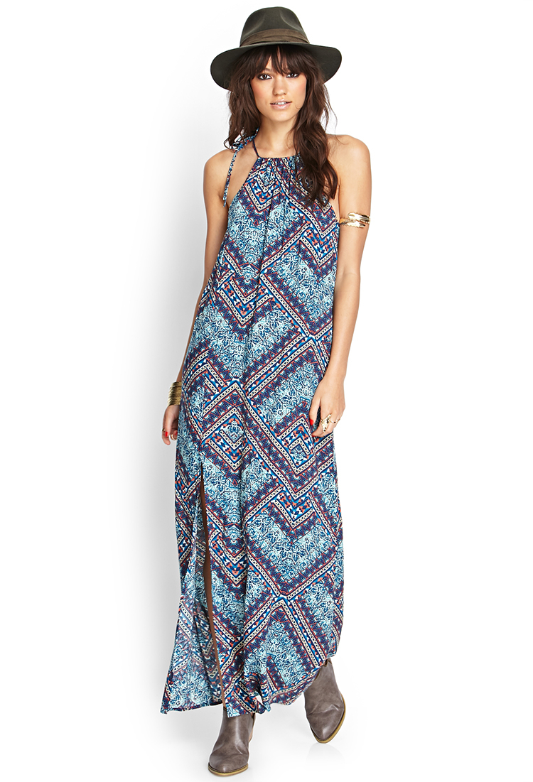 Forever 21 Abstract Geo Maxi Dress in Blue (Blueorange)