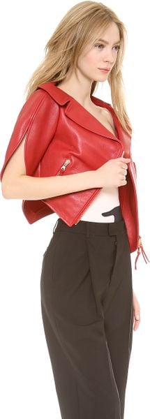 Moschino Leather Heart Shaped Jacket in Red - Lyst