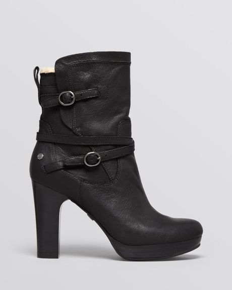 black platform bootie heels