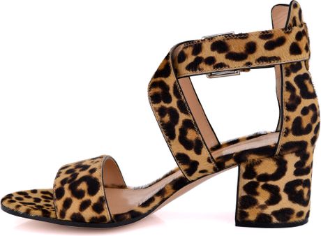 ... Rossi Leopard Pony Hair Low Heel Sandal in Animal (leopard) | Lyst