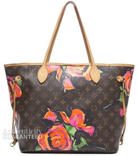 Louis Vuitton Preowned Stephen Sprouse Monogram Canvas Roses Neverfull Mm Tote Bag in Floral ...