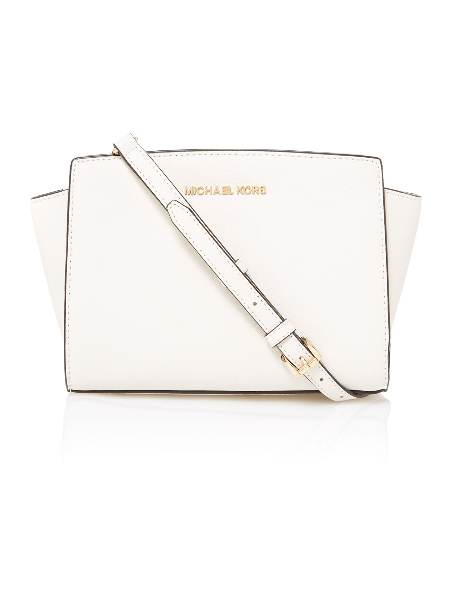 Michael Kors Selma Natural Small Cross Body Bag in White (Natural) Lyst