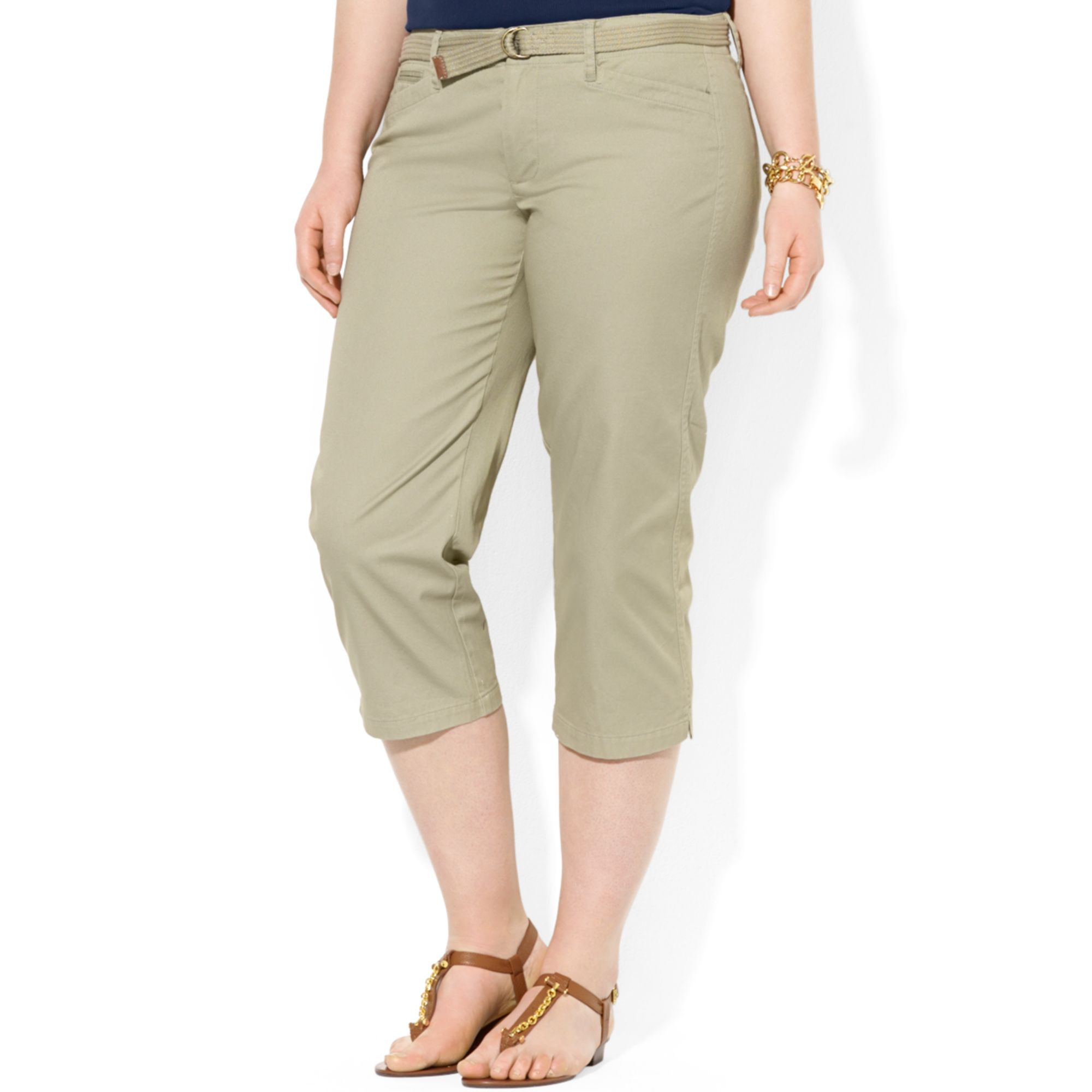 Lauren By Ralph Lauren Lauren Jeans Co Plus Size Cropped Belted Pants