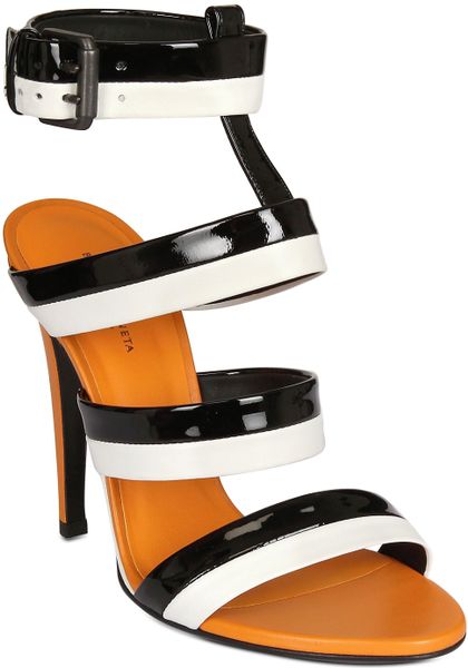 Bottega Veneta 110mm Patent Leather Sandals in Multicolor (black/white