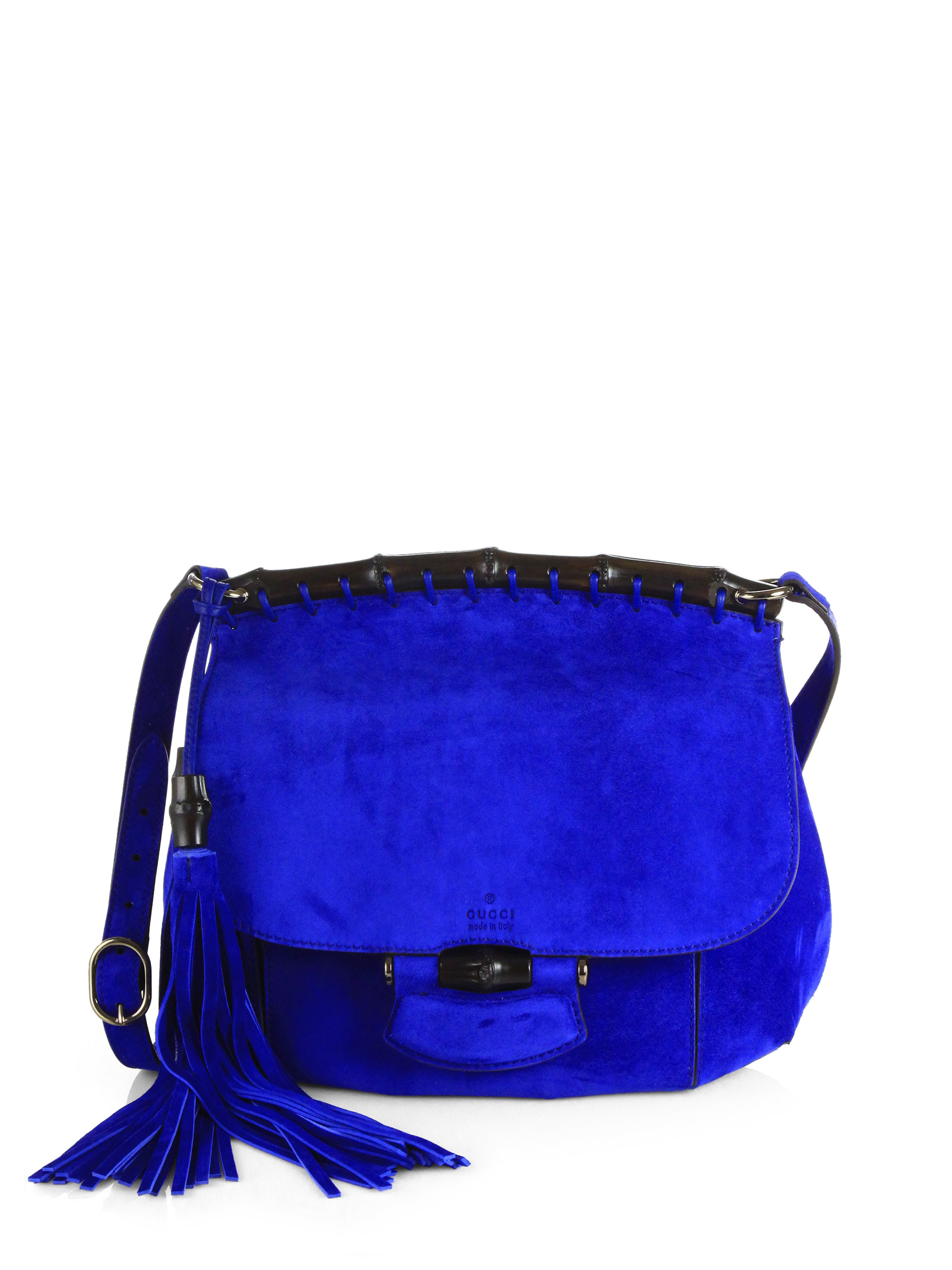 Gucci Nouveau Suede Shoulder Bag in Blue (GUNMETAL-BLUE) | Lyst