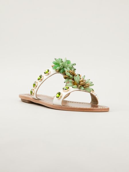 Tory Burch 'Sydney' Sandals in Green (white) | Lyst