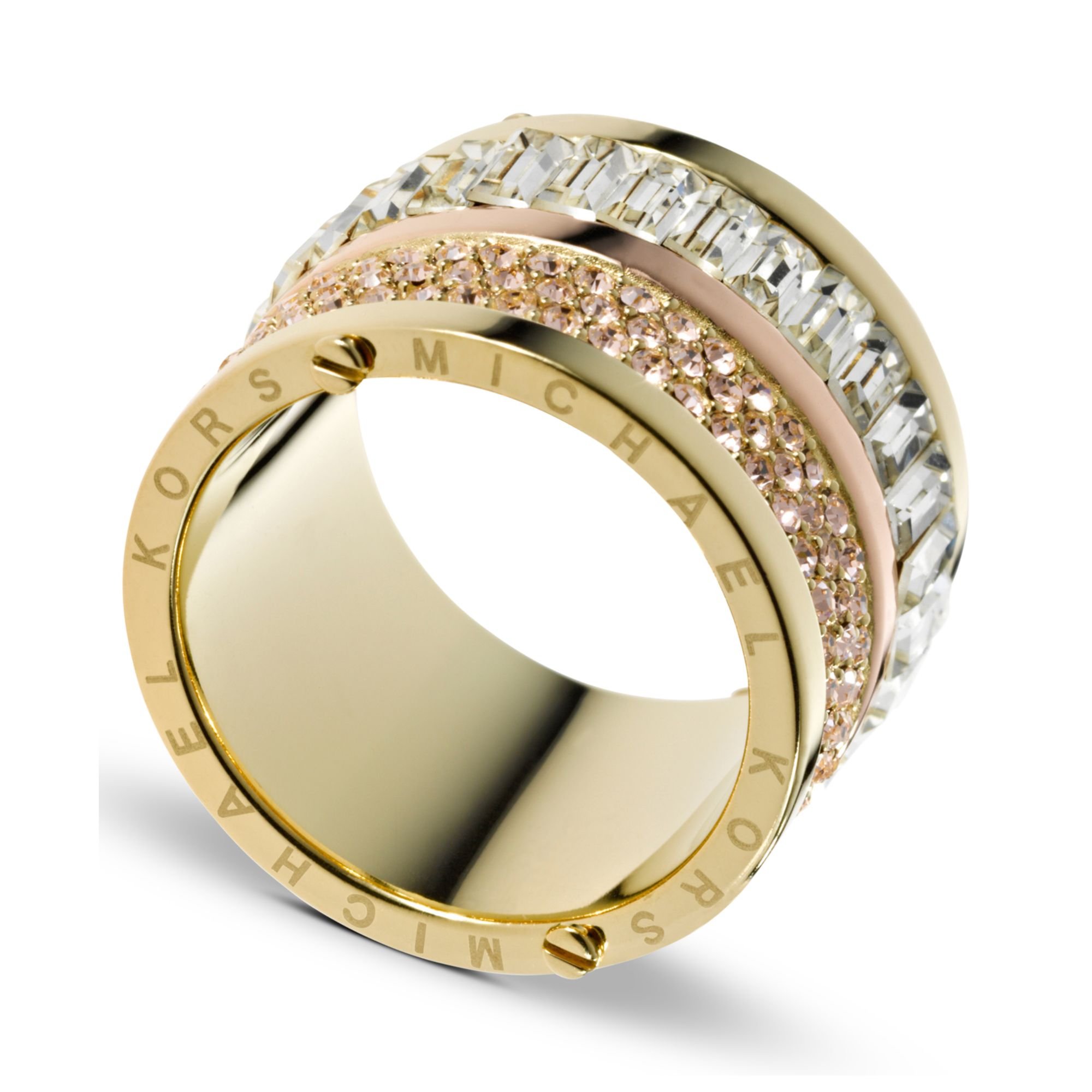 and baguette-cut stone accents, this barrel-shaped michael kors ring ...