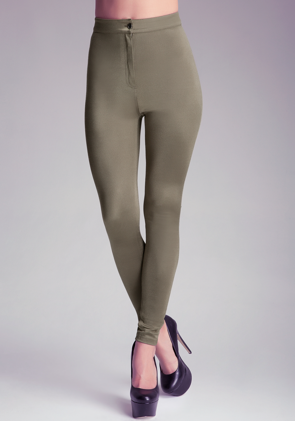 Bebe High Waist Slither Legging in Green (olive) Lyst