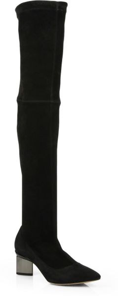 black block heel boots suede