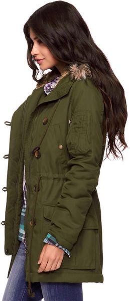 Forever 21 Padded Cargo Coat in Green (Olive) | Lyst