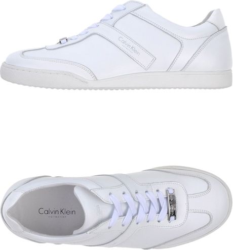 calvin klein white leather shoes