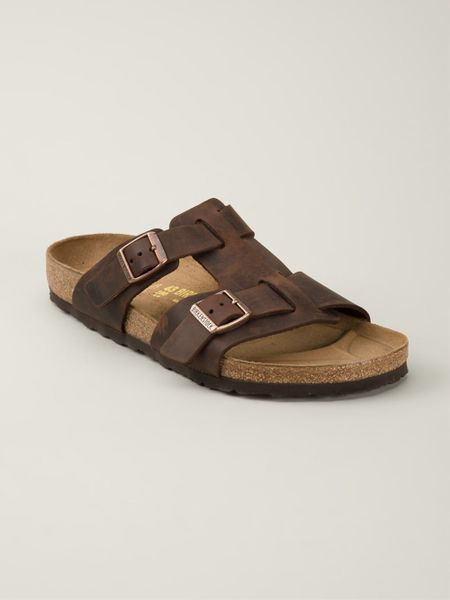 Birkenstock 'Riva' Leather Sandals in Brown | Lyst