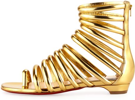 Christian Louboutin Catchetta Metallic Gladiator Sandal Gold in Gold | Lyst
