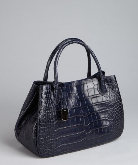 Furla Navy Croc Embossed Leather New Giselle Top Handle Bag in Blue ... Furla Navy Croc Embossed Leather New Giselle Top Handle Bag in Blue ...