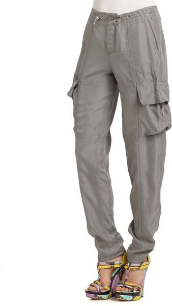 grey silk pants