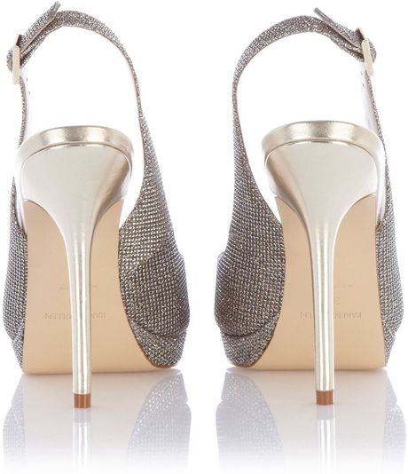 Karen Millen Lurex Metallic Peep in Gold | Lyst