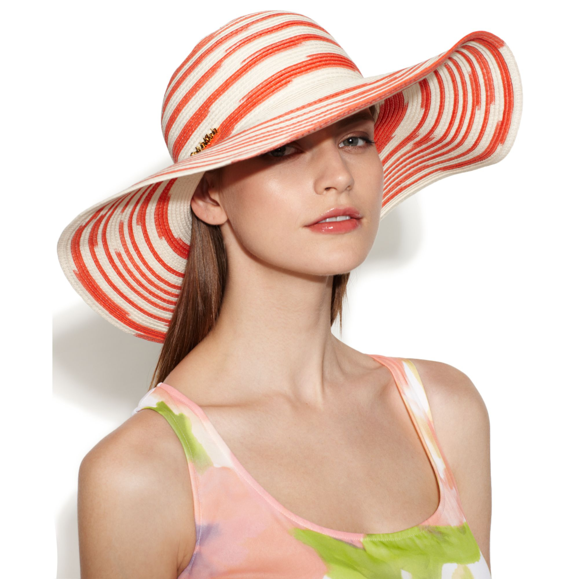 Calvin Klein Space Dyed Sun Hat In Orange Sunset Lyst 