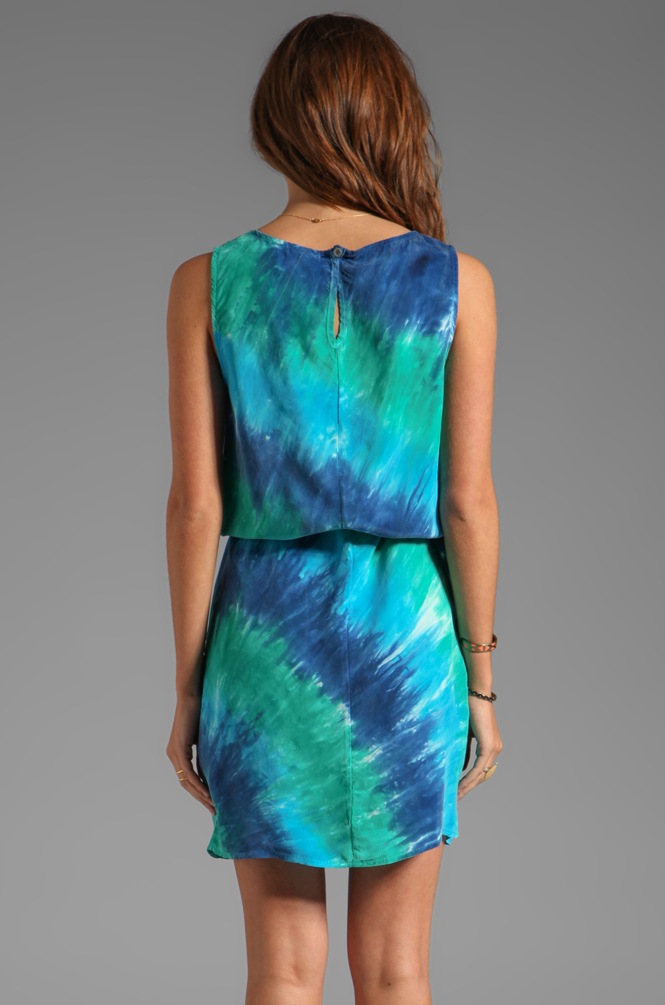 C&c California Bemberg Circle Tie Dye Tank Dress in Teal in Blue