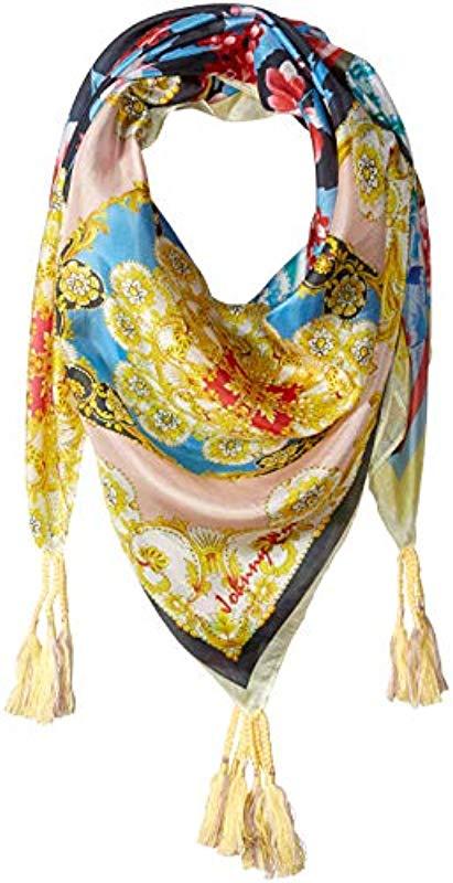 Johnny Was Patterned Silk Square Scarf With Tassels Multi O S Lyst