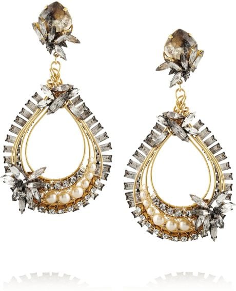 Erickson Beamon Stratosphere Goldplated Swarovski Crystal And Faux Pearl Earrings In Silver