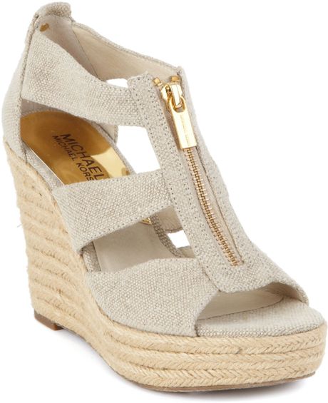 michael kors tan wedge sandals