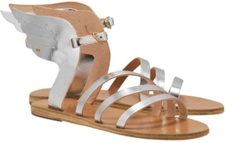 Ancient Greek Sandals Ikaria Leather Wing Sandal Silver in Silver ...