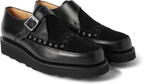 shoes grenson monk suede strap leather