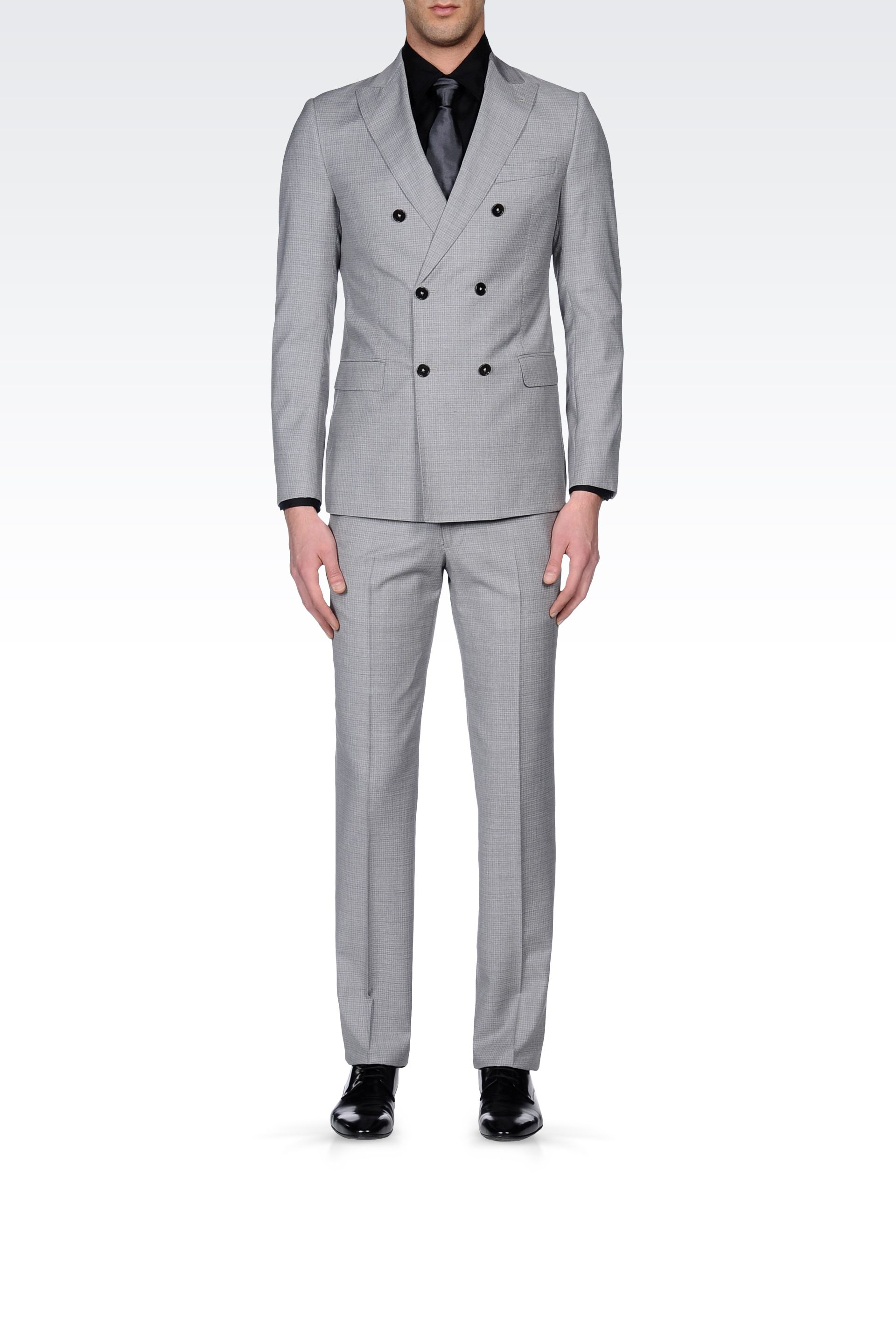 Armani Doublebreasted Wool Suit In Gray For Men Light Grey Lyst 